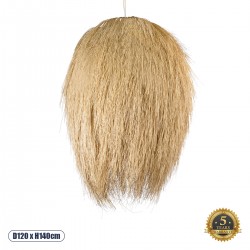 GloboStar® ARCHIPELAGO 01914 Boho Κρεμαστό Φωτιστικό Οροφής Μονόφωτο 1 x E27 AC220-240V IP20 - Φ120 x Υ140cm - Μπεζ Ξύλινο Πλέγμα - 5 Χρόνια Εγγύηση