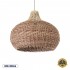GloboStar® PANAMA 01952 Boho Κρεμαστό Φωτιστικό Οροφής Μονόφωτο 1 x E27 AC220-240V IP20 - Φ40 x Υ34cm - Μπεζ με Καφέ Ξύλινο Μπαμπού Πλέγμα Καμπάνα - 5 Χρόνια Εγγύηση