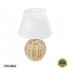 GloboStar® HASUMI 01957 Boho Επιτραπέζιο Φωτιστικό Πορτατίφ Μονόφωτο 1 x E27 AC220-240V IP20 - Φ19 x Υ30cm - Μπεζ Ξύλινο Ρατάν Πλέγμα με Λευκό Καπέλο - 5 Χρόνια Εγγύηση