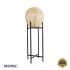 GloboStar® NERINA 02015 Boho Επιδαπέδιο Φωτιστικό Μονόφωτο 1 x E27 AC220-240V IP20 - Φ40 x Υ115cm - Μαύρο Μεταλλικό με Μπεζ Ρατάν Καπέλο Πλέγμα - 5 Χρόνια Εγγύηση