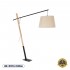 GloboStar® KELSIE 02030 Μοντέρνο Επιδαπέδιο Φωτιστικό Μονόφωτο 1 x E27 AC220-240V IP20 - Μ40 x Π125 x Υ140cm - Μαύρο Μεταλλικό με Μπεζ Ξύλινο Σώμα & Μπεζ Πλεκτό Καπέλο - 5 Χρόνια Εγγύηση
