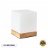 GloboStar® DERYA 02035 Μοντέρνο Επιτραπέζιο Φωτιστικό Μονόφωτο 1 x E27 AC220-240V IP20 - Μ12 x Π12 x Υ15cm - Μπεζ Ξύλινη Βάση με Λευκό Γαλακτερό Γυαλί - 5 Χρόνια Εγγύηση