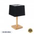 GloboStar® KOLIPE 02039 Μοντέρνο Επιτραπέζιο Φωτιστικό Μονόφωτο 1 x E27 AC220-240V IP20 - Μ20 x Π20 x Υ38cm - Μπεζ Ξύλινη Βάση με Μαύρο Πλεκτό Καπέλο - 5 Χρόνια Εγγύηση