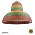 GloboStar® CABALLEROS 02059 Boho Κρεμαστό Φωτιστικό Οροφής Μονόφωτο 1 x E27 AC220-240V IP20 - Φ100 x Υ80cm - Πράσινο με Κίτρινο και Μπεζ με Κόκκινο Ξύλινο Μπαμπού Πλέγμα Καμπάνα - 5 Χρόνια Εγγύηση