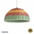 GloboStar® CABALLEROS 02060 Boho Κρεμαστό Φωτιστικό Οροφής Μονόφωτο 1 x E27 AC220-240V IP20 - Φ40 x Υ20cm - Πράσινο με Κίτρινο και Κόκκινο Ξύλινο Μπαμπού Πλέγμα Καμπάνα - 5 Χρόνια Εγγύηση