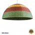 GloboStar® CABALLEROS 02062 Boho Κρεμαστό Φωτιστικό Οροφής Μονόφωτο 1 x E27 AC220-240V IP20 - Φ100 x Υ53cm - Πράσινο με Κίτρινο και Κόκκινο Ξύλινο Μπαμπού Πλέγμα Καμπάνα - 5 Χρόνια Εγγύηση