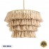 GloboStar® MISSOULA 02088 Boho Κρεμαστό Φωτιστικό Οροφής Μονόφωτο 1 x E27 AC220-240V IP20 - Φ60 x Υ40cm - Μπεζ Λεπτό Νήμα Βαμβακερό και Χρυσό Μεταλλικό Πλέγμα - 5 Χρόνια Εγγύηση