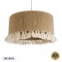 GloboStar® PUERTORICO 02094 Boho Κρεμαστό Φωτιστικό Οροφής Μονόφωτο 1 x E27 AC220-240V IP20 - Φ50 x Υ27cm - Μπεζ με Λευκό Λεπτό Νήμα Πλέγμα Βαμβακερό Καπέλο - 5 Χρόνια Εγγύηση
