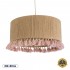 GloboStar® PUERTORICO 02096 Boho Κρεμαστό Φωτιστικό Οροφής Μονόφωτο 1 x E27 AC220-240V IP20 - Φ50 x Υ27cm - Μπεζ με Ροζ Λεπτό Νήμα Πλέγμα Βαμβακερό Καπέλο - 5 Χρόνια Εγγύηση
