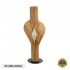 GloboStar® MIHIRO 02150 Boho Επιδαπέδιο Φωτιστικό Μονόφωτο 1 x E27 AC220-240V IP20 - Μ48 x Π48 x Υ120cm - Καφέ Ξύλινο με Μαύρη Μεταλλική Βάση Πλέγμα - 5 Χρόνια Εγγύηση