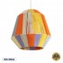 GloboStar® SALERNO 02188 Boho Κρεμαστό Φωτιστικό Οροφής Μονόφωτο 1 x E27 AC220-240V IP20 - Φ50 x Υ50cm - Μπεζ με Λευκό και Γρι με Πορτοκαλί Λεπτό Νήμα Βαμβακερό Πλέγμα Καμπάνα - 5 Χρόνια Εγγύηση
