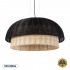 GloboStar® CORSICA 02216 Boho Κρεμαστό Φωτιστικό Οροφής Μονόφωτο 1 x E27 AC220-240V IP20 - Φ70 x Υ35cm - Μαύρο Μπεζ Ξύλινο Μπαμπού Πλέγμα Καμπάνα - 5 Χρόνια Εγγύηση