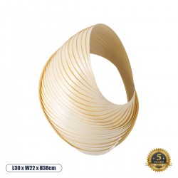 GloboStar® SALREL 02224 Boho Φωτιστικό Τοίχου - Απλίκα Μονόφωτο 1 x E27 AC 220-240V IP20 - Μ30 x Π22 x Υ38cm - Μπεζ Λεπτό Φύλλο Ξύλου Πλέγμα - 5 Χρόνια Εγγύηση