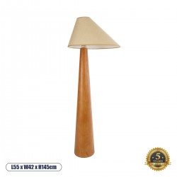 GloboStar® KAUAI 02230 Μοντέρνο Επιδαπέδιο Φωτιστικό Μονόφωτο 1 x E27 AC220-240V IP20 - Μ55 x Π42 x Υ145cm - Μπεζ Ξύλινο Καμπάνα - 5 Χρόνια Εγγύηση