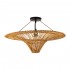 GloboStar® PALERMO 02308 Boho Φωτιστικό Οροφής Μονόφωτο 1 x E27 AC220-240V IP20 - Φ60 x Υ36cm - Μπεζ Καφέ Ξύλινο Μπαμπού Πλέγμα - 5 Χρόνια Εγγύηση