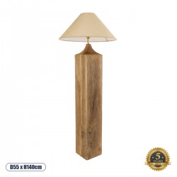 GloboStar® LAFRONTERA 02314 Μοντέρνο Επιδαπέδιο Φωτιστικό Μονόφωτο 1 x E27 AC220-240V IP20 - Φ55 x Υ140cm - Μπεζ Ξύλινο Καμπάνα - 5 Χρόνια Εγγύηση
