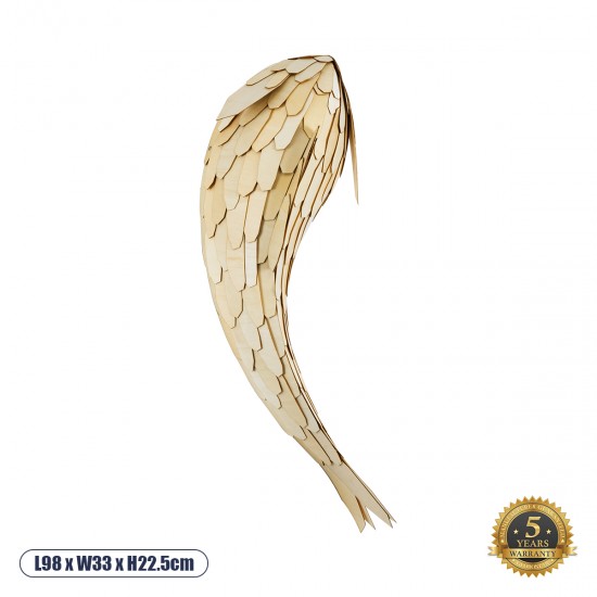 GloboStar® GOURAMI 02359 Boho Φωτιστικό Τοίχου - Απλίκα Μονόφωτο 1 x E27 AC220-240V IP20 - Μ98 x Π33 x Υ22.5cm - Μπεζ Λεπτό Φύλλο Ξύλου Πλέγμα - 5 Χρόνια Εγγύηση