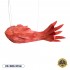 GloboStar® GOURAMI 02360 Boho Κρεμαστό Φωτιστικό Οροφής Μονόφωτο 1 x E27 AC220-240V IP20 - Μ70 x Π40 x Υ27cm - Κόκκινο Λεπτό Φύλλο Ξύλου Πλέγμα - 5 Χρόνια Εγγύηση