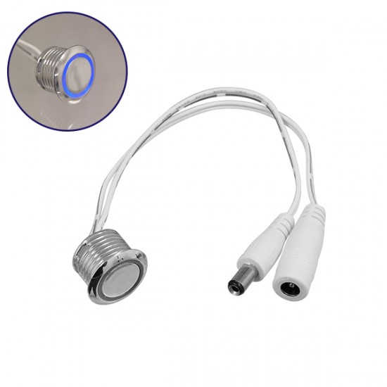 Διακόπτης LED Dimmer Αφής ON/OFF Φωτιζόμενο 3 Ampere 12/24 Volt DC Μπλε GloboStar 05072
