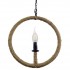 GloboStar® LINDELL 10001111 Vintage Industrial Κρεμαστό Φωτιστικό Οροφής Μονόφωτο 1 x E27 Μαύρο Μεταλλικό με Μπεζ Σχοινί Φ33 x Y33cm