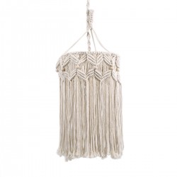 GloboStar® CONGO 36206 Boho - Μακραμέ - Macrame Κρεμαστό Φωτιστικό Οροφής Μονόφωτο 1 x E27 Πλεκτό Χειροποίητο Μπεζ Υφασμάτινο με Σχοινί Φ30 x Υ50cm