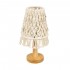 GloboStar® RWANDA 36210 Vintage Επιτραπέζιο Φωτιστικό Πορτατίφ Μονόφωτο Boho - Μακραμέ Πλεκτό Χειροποίητο Μπεζ Υφασμάτινο με Σχοινί Φ15 x Υ30cm