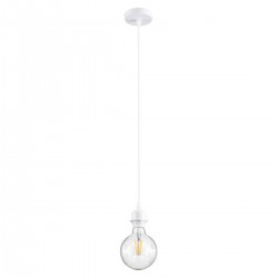 GloboStar® 36217 HANNA Μοντέρνο Κρεμαστό Φωτιστικό Οροφής Ανάρτηση με Λευκό Ντουί 1 x E27 για Τοποθέτηση Καπέλων Φωτιστικών Μονόφωτο Λευκό Φ4 x Y110cm