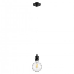 GloboStar® 36218 HANNA Μοντέρνο Κρεμαστό Φωτιστικό Οροφής Ανάρτηση με Μαύρο Ντουί 1 x E27 για Τοποθέτηση Καπέλων Φωτιστικών Μονόφωτο Μαύρο Φ4 x Y110cm