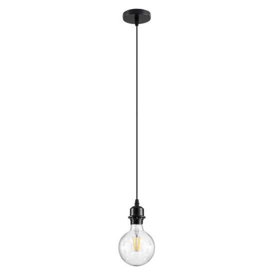 GloboStar® 36218 HANNA Μοντέρνο Κρεμαστό Φωτιστικό Οροφής Ανάρτηση με Μαύρο Ντουί 1 x E27 για Τοποθέτηση Καπέλων Φωτιστικών Μονόφωτο Μαύρο Φ4 x Y110cm