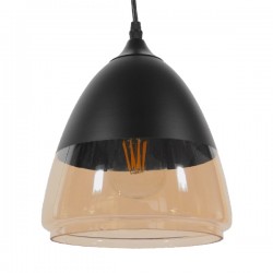 GloboStar® OLIVER 10001231 Vintage Κρεμαστό Φωτιστικό Οροφής Μονόφωτο 1 x E27 Μαύρο Μεταλλικό με Γυαλί Καμπάνα Φ20 x Y21cm
