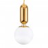 GloboStar® MAVERICK 00943 Μοντέρνο Κρεμαστό Φωτιστικό Οροφής Μονόφωτο 1 x E27 Χρυσό Μεταλλικό Γυάλινο Μπάλα Φ15 x Υ33cm