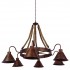GloboStar® CAMELOT 10001191 Vintage Κρεμαστό Φωτιστικό Οροφής Πολύφωτο 6 x E27 Καφέ Σκουριά Μεταλλικό Πολυέλαιος με Μπεζ Σχοινί Φ92 x Y118cm