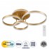 GloboStar® VENOM 61125 Φωτιστικό Οροφής Δαχτυλίδι-Κύκλος LED CCT 100W 12100lm 360° AC 220-240V - Εναλλαγή Φωτισμού μέσω Τηλεχειριστηρίου All In One Ψυχρό 6000k+Φυσικό 4500k+Θερμό 2700k Dimmable Φ25+30+40cm+BackLight - Χρυσό Βούρτσας - 3 Years Warranty