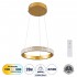 GloboStar® DIAMOND 61127 Κρεμαστό Φωτιστικό Δαχτυλίδι-Κύκλος LED CCT 20W 2356lm 360° AC 220-240V - Εναλλαγή Φωτισμού μέσω Τηλεχειριστηρίου All In One Ψυχρό 6000k+Φυσικό 4500k+Θερμό 2700k Dimmable Φ25cm - Χρυσό Βούρτσας - 3 Years Warranty