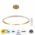 GloboStar® DIAMOND 61133 Κρεμαστό Φωτιστικό Δαχτυλίδι-Κύκλος LED CCT 67W 7689lm 360° AC 220-240V - Εναλλαγή Φωτισμού μέσω Τηλεχειριστηρίου All In One Ψυχρό 6000k+Φυσικό 4500k+Θερμό 2700k Dimmable Φ80cm - Χρυσό Βούρτσας - 3 Years Warranty