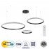 GloboStar® DIAMOND TRIO 61144 Κρεμαστό Φωτιστικό Δαχτυλίδι-Κύκλος LED CCT 120W 14723lm 360° AC 220-240V - Εναλλαγή Φωτισμού μέσω Τηλεχειριστηρίου All In One Ψυχρό 6000k+Φυσικό 4500k+Θερμό 2700k Dimmable Φ40+60+80cm - Μαύρο - 3 Years Warranty