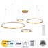 GloboStar® DIAMOND TETRA 61149 Κρεμαστό Φωτιστικό Δαχτυλίδι-Κύκλος LED CCT 150W 18379lm 360° AC 220-240V - Εναλλαγή Φωτισμού μέσω Τηλεχειριστηρίου All In One Ψυχρό 6000k+Φυσικό 4500k+Θερμό 2700k Dimmable Φ25+40+60+80cm - Χρυσό Βούρτσας - 3 Years Warranty
