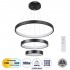 GloboStar® NEMESIS TRIO 61167 Κρεμαστό Φωτιστικό Δαχτυλίδι-Κύκλος LED CCT 100W 12123lm 360° AC 220-240V - Εναλλαγή Φωτισμού μέσω Τηλεχειριστηρίου All In One Ψυχρό 6000k+Φυσικό 4500k+Θερμό 2700k Dimmable Φ25+40+60cm - Μαύρο - 3 Years Warranty