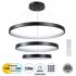 GloboStar® NEMESIS TRIO 61170 Κρεμαστό Φωτιστικό Δαχτυλίδι-Κύκλος LED CCT 120W 14723lm 360° AC 220-240V - Εναλλαγή Φωτισμού μέσω Τηλεχειριστηρίου All In One Ψυχρό 6000k+Φυσικό 4500k+Θερμό 2700k Dimmable Φ40+60+80cm - Μαύρο - 3 Years Warranty