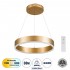 GloboStar® VENOM 61175 Κρεμαστό Φωτιστικό Δαχτυλίδι-Κύκλος LED CCT 30W 3513lm 120° AC 220-240V - Εναλλαγή Φωτισμού μέσω Τηλεχειριστηρίου All In One Ψυχρό 6000K+Φυσικό 4500K+Θερμό 2700K Dimmable Φ40cm - Χρυσό Βούρτσας - 3 Years Warranty