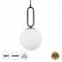 GloboStar® BELLISSIMO 61489 Μοντέρνο Κρεμαστό Φωτιστικό Οροφής Μονόφωτο 1 x E27 Γαλακτερή Γυάλινη Μπάλα με Μεταλλικό Μαύρο Ματ Σώμα Φ20 x Υ42cm