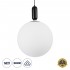 GloboStar® ESTETICO 61497 Μοντέρνο Κρεμαστό Φωτιστικό Οροφής Μονόφωτο 1 x E27 Γαλακτερή Γυάλινη Μπάλα με Μεταλλικό Μαύρο Ματ Σώμα Φ40 x Υ58cm