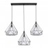 GloboStar® EIFFEL 61569 Vintage Κρεμαστό Φωτιστικό Οροφής Τρίφωτο 3 x E27 Μαύρο Μεταλλικό Πλέγμα με Λευκό Ύφασμα Μ68 x Π25 x Υ130cm