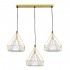 GloboStar® EIFFEL 61571 Vintage Κρεμαστό Φωτιστικό Οροφής Τρίφωτο 3 x E27 Χρυσό Μεταλλικό Πλέγμα με Λευκό Ύφασμα Μ68 x Π25 x Υ130cm