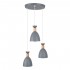 GloboStar® AVA 61574 Μοντέρνο Κρεμαστό Φωτιστικό Οροφής Τρίφωτο 3 x E27 Γκρι Μεταλλικό Καμπάνα με Ξύλινη Λεπτομέρεια Φ35 x Υ130cm