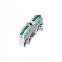 GloboStar® FAST-CONNECT 69902 Μονή Κλέμα Ράγας Ταχείας Σύνδεσης & Διακλάδωσης Καλωδίων για Ηλεκτρολογικούς Πίνακες - 1 x Είσοδος & 1 x Έξοδος με Συμβατή Διατομή Καλωδίων 0.2mm² έως 4mm² - 600V 32A Max - Μ4.5 x Π1 x Υ3.2cm - Γκρι & Πράσινο - Πα