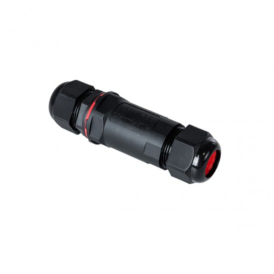 GloboStar® FAST-CONNECT 69916 Διπλός Ι Αδιάβροχος IP68 Σύνδεσμος Ταχείας Σύνδεσης & Διακλάδωσης Καλωδίων - 1 x Είσοδος & 1 x Έξοδος - Εσωτερική Τριπλή Κλέμα με Συμβατή Διατομή Καλωδίων 3 x 0.5mm² έως 3 x 4mm² - 450V 24A Max - Φ3 x Υ10.5cm - Μαύρο 