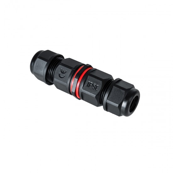 GloboStar® FAST-CONNECT 69919 Διπλός Ι Αδιάβροχος IP68 Σύνδεσμος Ταχείας Σύνδεσης & Διακλάδωσης Καλωδίων - 1 x Είσοδος & 1 x Έξοδος - Εσωτερική Διπλή Κλέμα με Συμβατή Διατομή Καλωδίων 2 x 0.5mm² έως 2 x 1.5mm² - 450V 16A Max - Φ2.5 x Υ9cm - Μαύρο 