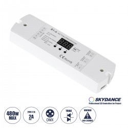 GloboStar® 70671 S1-D SKYDANCE AC Triac DMX Dimmer 2 Καναλιών AC 100-240V 2 x 1A 240W - Max 2A 480W - IP20 Μ16.7 x Π5 x Υ2.4cm - 5 Years Warranty