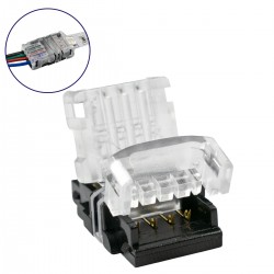 GloboStar® 70722 Ταχυσύνδεσμος Ένωσης IP20 - Strip To Cable Connector για Ένωση 1 x RGB Ταινίας LED Πλάτους 10mm με 1 x Καλώδιο Τροφοδοσίας